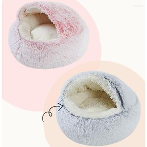 Cat Beds Bed Round Nest Puppy Cave Long Plush Pet Warm Cats 2-In-1 Cushion Sleeping Sofa