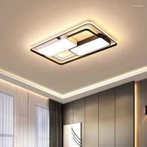 Ceiling Lights Led Rectangular Light For Basement Living Room Bedroom Kitchen Black White Acrylic Lampshade Lamps Home Decoration