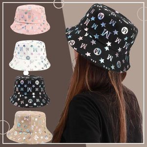 Cappelli a tesa larga per le donne Cappello da bacino Stile letterario Versatile Uomo Stella stampato Parasole Drift Organizer Berretti da baseball Trasparente