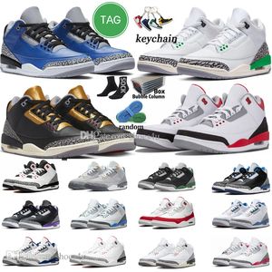 3 basketskor för män kvinnor jumpman 3s Lucky Green Pine Black White Cement Reimagined True Racer Blue Unc Fire Red Wizards Mens Womens Trainers Sport Sneakers