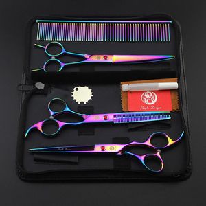 Scissors 3Pcs/Set 7" Pet Scissors For Dog Grooming Scissors Set Hair Cutting Tools Kit Straight Curved Thinning Shears Clippers For Dogs