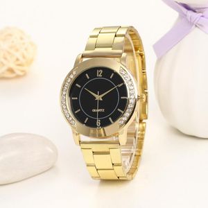 Wristwatches Geneva Luxury Fashion Alloy Women's Watches Simple Stainless Steel Band Digital Diamond Analog Ladies Clock