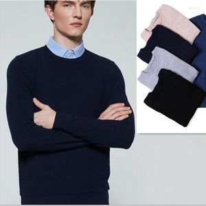 Camisolas masculinos Qualidade de outono Homens de-pescoço o pequeno horer cor de algodão cor de algodão Jersey Jumper Hombre Pull Homme Hiver Pullover de malha de malha