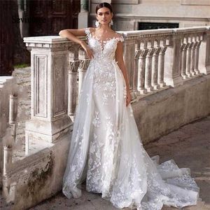 Party Dresses Sevintage Mermaid Wedding Dresses Lace Appliques Backless Bridal Gowns Removable Skirt Boho Wedding Party Dress Robe De Mariee T230502