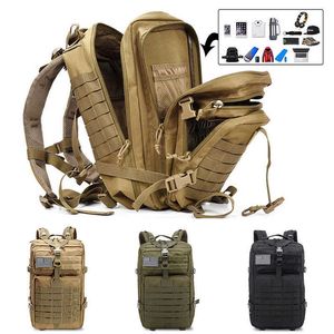 Backpacking Packs 50l Stor militär ryggsäck man softback utomhus taktiska väskor 3p molle camping jakt ryggsäck J230502