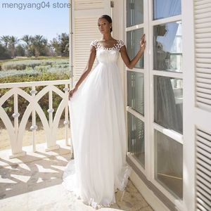 Festklänningar enkla scoop Empire Bröllopsklänningar för gravida kvinnor Cap ärmar Chiffon Boho Bridal klänning Moderskap Bride Dress Robe de Mariee T230502