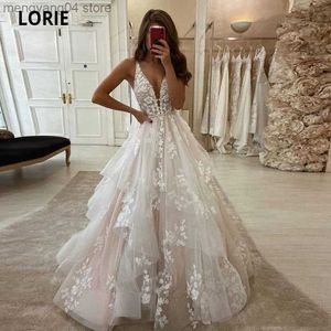 Party Dresses Beach Dream Wedding Dresses A Line V-Neck Backless Appliced ​​Spets Bridal Clows Puffy Tulle Princess Party Dress 2020 T230502