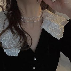 Suç Fransız Tatlı Kristal İnci Katmanları El Yapımı Kişilik Kolye Chokers DIY Moda Takı