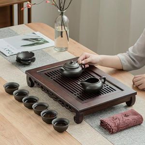 TEAWARE HOT SALE Kinesisk naturlig bambu Tea Tray Water Storage Kung Fu Tea Set Drawer Hushåll TEABBARE Kinesisk te -lagringsbricka