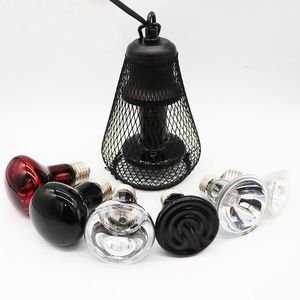 Products Pet Reptile Heating Lamp Infrared Ceramic Light With Safety Cage Emitter Heat Lamp Chickens Reptile Animals Heater Pet Supply