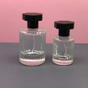 50pcs 30ml 50ml Premium Parfüm Şişesi Altıgen dikey şerit hassas kozmetik sprey parfüm ayrı cam şişe