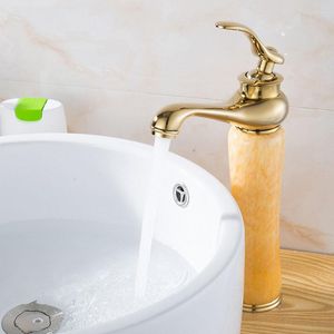 Bathroom Sink Faucets Marble Basin Faucet And Cold Jade Taps Full Copper Golden Lavatory Stone Gold