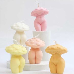 Duftkerze 3D Mann Frau Pilzkörper Kerzenform Hausduftkerze Herstellung DIY Pilzkopf Menschlicher Körper Silikonkerzenform Zubehör Z0418