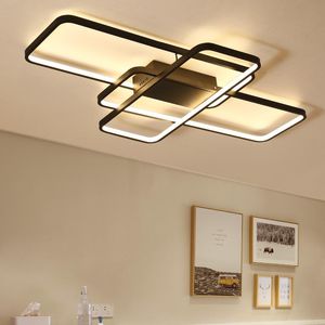 Światła sufitowe Zdalne przyciemnienie Nowoczesne diody LED do salonu Światło Światło AC85-265V Białe/czarne urządzenia lampowe