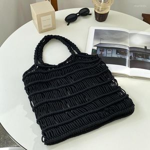 Evening Bags Bohemian Summer Handbag Women Cotton Crochet Tote Bag Handmade Woven Hollow Out Beach Shoulder Purse