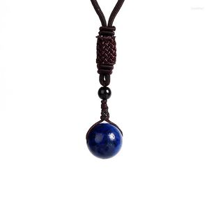 Pendant Necklaces Nature Royal Lapis Lazuli Women Natural Bead Reiki Energy Healing Men Fashion Rope Chain Jewelry
