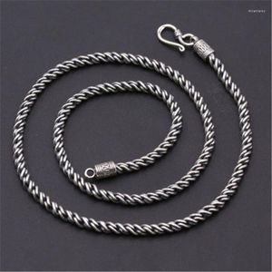 Chains 4.5MM S925 Silver Jewelry Thai Classic Style Hand Twisted Rope Necklace For Men Women