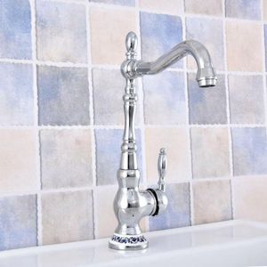 Torneiras de pia do banheiro Torneira de bacia cromada polida 360 Graca única Mixer fria TAP COZINHA NSF675