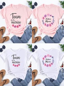 Women's T Shirts Pink Bachelorette Team Bride Bridesmaid Matching Bridal Party Tops EVJF Tshirt For Shower GiftsWomen's