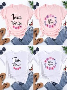 Kadın Tişörtleri Pembe Bachelorette Team Gelin Nedime Eşleşen Gelin Partisi Tops Duş için Tshirt Hediye Hediyeleri Swomen's