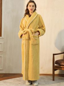 Kobietowa odzież sutowa jesienna zimowa szata w kąpieli kobiety ciepłe gęste polarowe szlafrok kimono flanelowa domowa suknia futra