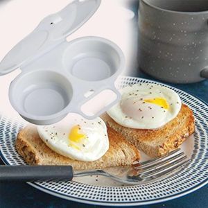 Dubbel kopp rund form ägg ångare dränering äggpanna mikrovågsugn spöken äggpanna stekt ägg verktyg kök matlagning gadget
