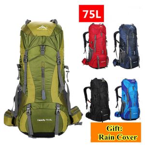 Backpacking Packs 75L män Kvinnor utomhus vandring resor ryggsäck stor kapacitet vattentät jakt camping klättring väska sport ryggsäck regntäcke j230502