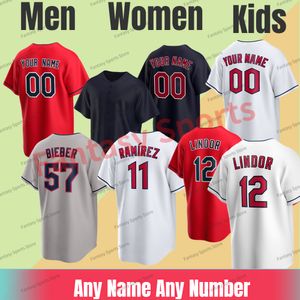 Custom Jose Ramirez 57 Jersey de beisebol Shane Bieber Josh Bell Mike Zunino Oscar Gonzalez Amed Rosario Jerseys Steven Kwan Myles Straw Triston McKenzie Bo Naylor