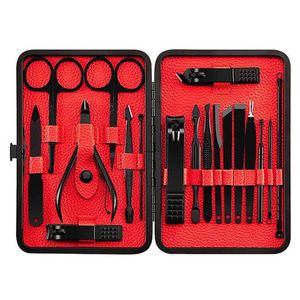 Kits de arte unhas 18pcs Clippers Set com estojo de armazenamento Aço inoxidável Manicure Pedicure Helfing Tools Kit OA66