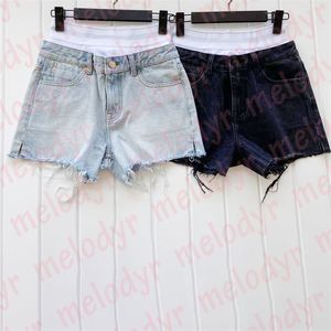 Designer de moda feminina shorts verão curto jeans streetwear patchword falso duas peças denim shorts