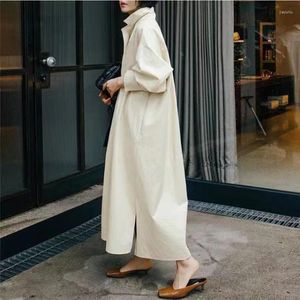 Casual Dresses Loose Shirt Long DressTie Bow Doll Dress Sleeves Pullover Undershirt Single Breasted Turn-down Collar Lady