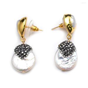 Orecchini pendenti color oro doppio strato di perle d'acqua dolce naturali con perle di goccia Dangel Donna gioielli di lusso