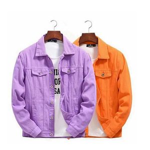 Famous Men s Denim Jackets Man Women Casual Coats Purple and orange Fashion Mens Jeans Jacket Hip Hop Streetwear cowboy Outerwear Size 4XL Chaqueta Hombre