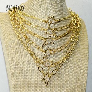 Pendant Necklaces 3Pcs Handmade Jewerly Spiral Star Clasp Necklace Gold Color Jewelry Chain 50585