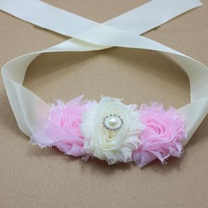 Cinture Matrimonio Baby ROSA e avorio Cintura con fascia a fiori shabby Cintura da damigella d'onore Abito da sposa in tulleperlato Accessori per ragazza