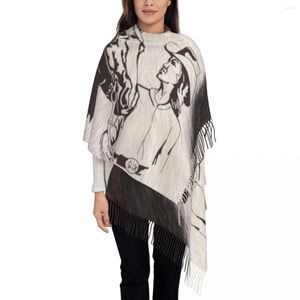 Scarves Lady Long Horse Cowgirl Western Cowhide Cow Hair Women Winter Thick Warm Tassel Shawl Wrap Animal Texture Scarf