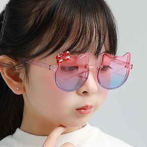 Sunglasses for Kids Children Bow Knot Shape Cat Eyes Plastic Cute Boy Girl Birthday Party Items Photograph Show Decor Pink Brown Black Color
