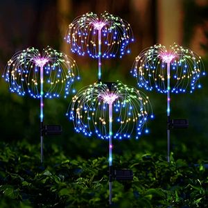 LED Solar Fireworks Lights Waterproof Outdoor Dande DIY Shape Lamp Flash String Fairy Lights for Garden Landscape Lawn Decor