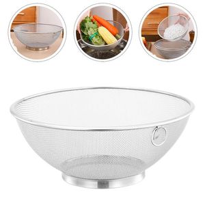 Silkorg Ris Mesh Colander Bowl Washing Kök Fina frukt Vegetabiliska rostfritt silar Stål Dräneringsavloppsbricka