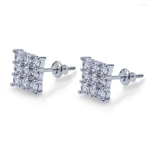 Stud Earrings Hip Hop Jewelry Europe And America Zirconia Micro Inlay Square Thread For Men