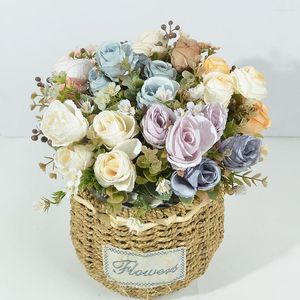 Dekorative Blumen aus Seide, künstliche Rosen, Blumenstrauß für Hochzeitstisch, Party, Vasen, Zimmer, Heimdekoration, gefälschte Blumenarrangements