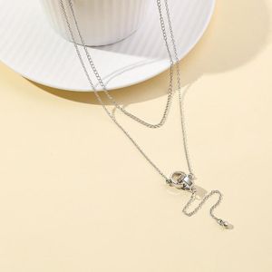 Anhänger Halsketten Frauen Doppelschicht Kette Kupferlegierung Mode Trendy Dame Mädchen Schmuck Ornament Geschenk