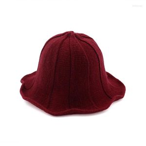 Berets WZCX Stripe Solid Color Fisherman's Hat Collapsible Fashion Lotus Leaf Casual Spring Autumn Basin Cap Women
