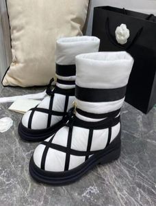 Designer Ski Boot Winter Fashion Warm Snow Boots round head low heel Thick Bottom lamb fleece Ankle Booties luxury Brand women032830469