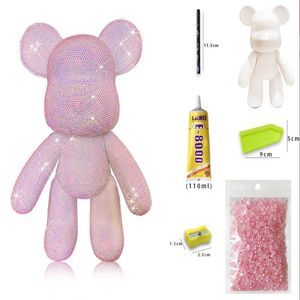 Стичка Новый 5D DIY AB Stone Diy Diamd Bear Комплекты ручной хрустальный страх -хрупкий таблица насильственные медведя фигурки каваи настольные украшения детский подарок