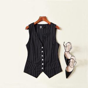 Waistcoats kvinnor randig kostym Vest ärmlös jacka Kvinnor Korean Waistcoat Tops Business Office Ladies Formal Work Wear Fashion Outwear