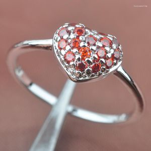Bröllopsringar hjärtdesign röd sten för kvinnor smycken storlek 6 7 8 9 SA014wedding