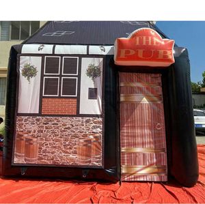 4x4m New arrival 5x4m inflatable pub with chimney movable house tent inflatables party bar for outdoor entertainment