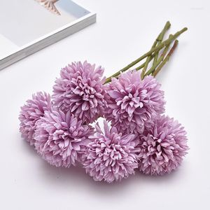 Flores decorativas 12pc Bola de seda crisântemo Casamento Artificial Flower Christmas Decor Vas