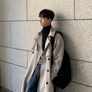 Men's Trench Coats 2023 Autumn Winter Coat Men's Mid-Length Korean Style Cotton Padded Thickened Warm And Loose Handsome Over The Knee